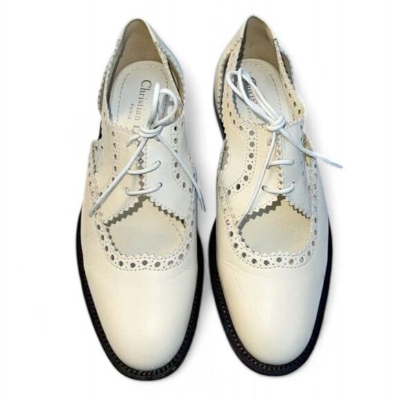 DIOR Teddy-D Derby Off White Cut-Out Accent Calf-Skin Oxfords Size EU37 D - Picture 3 of 12